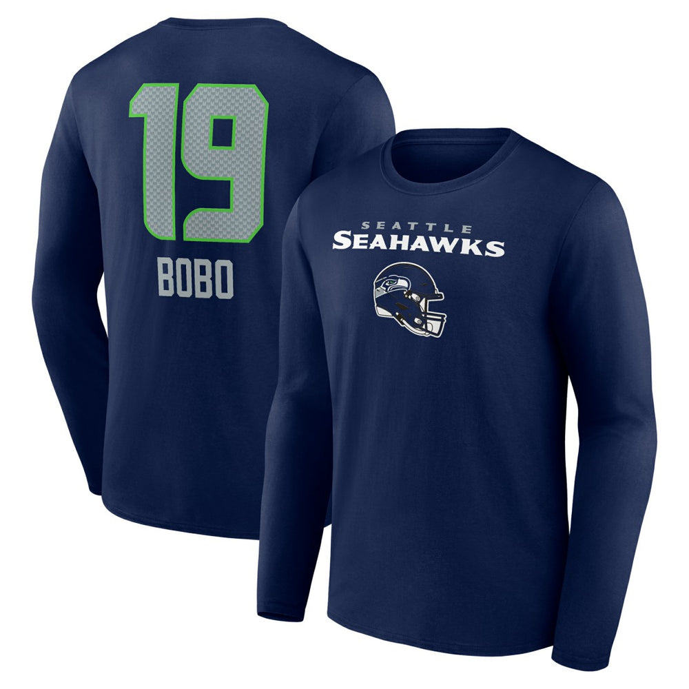 Seattle Seahawks Jake Bobo  Team Wordmark Player Name & Number Long Sleeve T-Shirt | NFL Discount