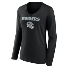 Las Vegas Raiders Tyree Wilson  Women's Team Wordmark Player Name & Number Long Sleeve V-Neck T-Shirt | NFL Hot