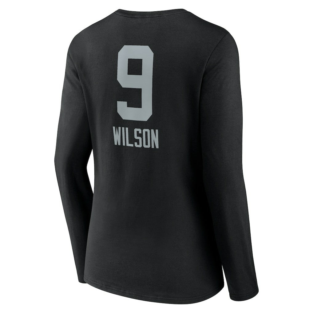 Las Vegas Raiders Tyree Wilson  Women's Team Wordmark Player Name & Number Long Sleeve V-Neck T-Shirt | NFL Hot