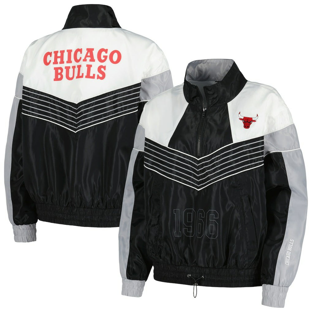 Black Chicago Bulls The Wild Collective Women's Courtside Half-Zip Track Jacket | NBA