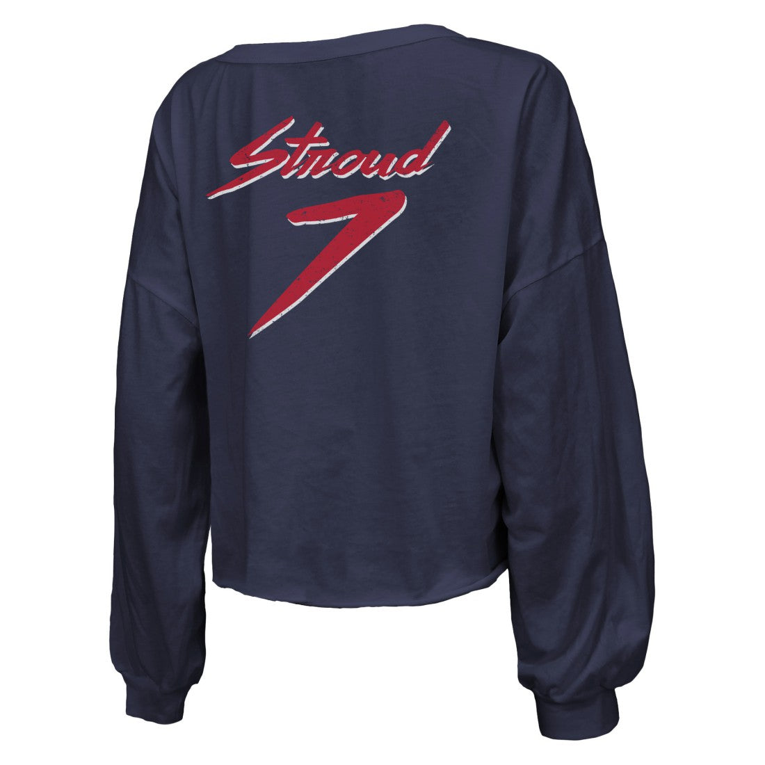 Houston Texans C.J. Stroud  Majestic Threads Women's Name & Number Script Off-Shoulder Cropped Long Sleeve T-Shirt | NFL Near me