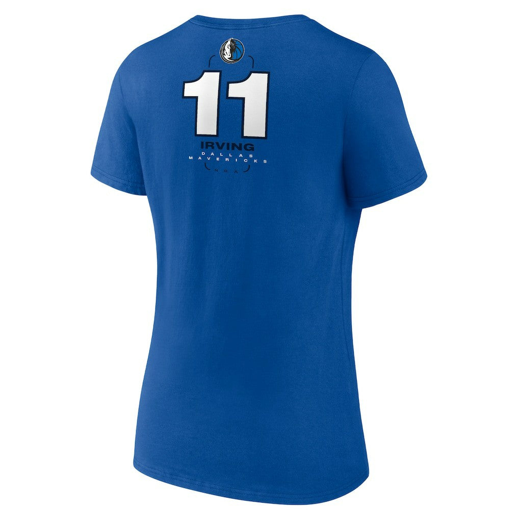 Blue Kyrie Irving Dallas Mavericks Women's Behind The Back Name & Number V-Neck T-Shirt sale | NBA