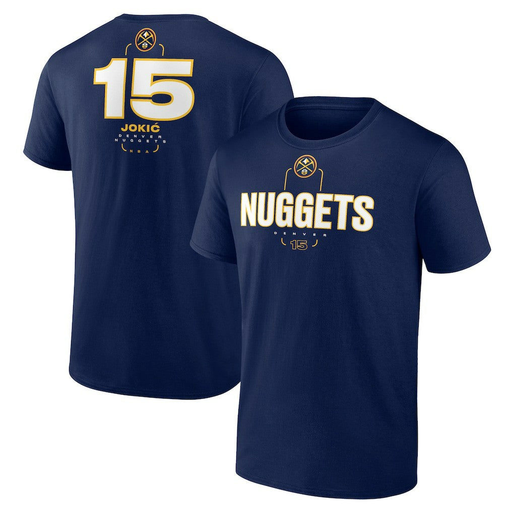Navy Nikola Jokic Denver Nuggets Behind The Back Name & Number T-Shirt sale | NBA