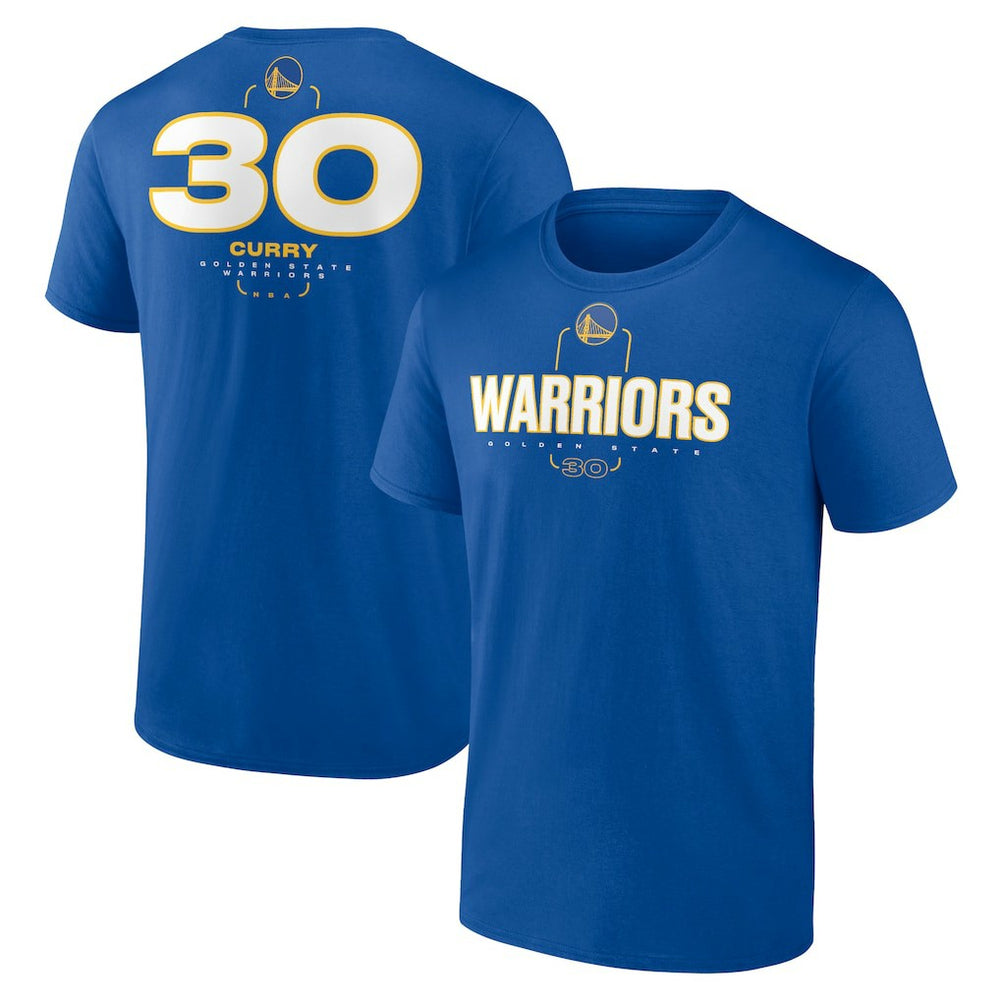 Royal Stephen Curry Golden State Warriors Behind The Back Name & Number T-Shirt sale | NBA