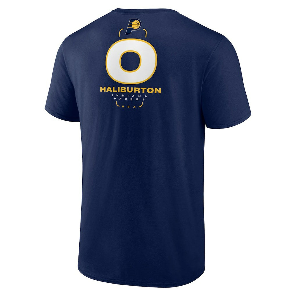 Navy Tyrese Haliburton Indiana Pacers Behind The Back Name & Number T-Shirt | NBA