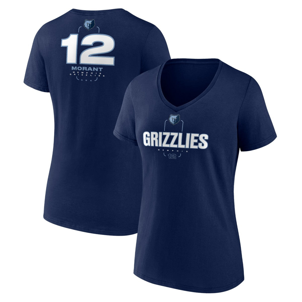 Navy Ja Morant Memphis Grizzlies Women's Behind The Back Name & Number V-Neck T-Shirt | NBA