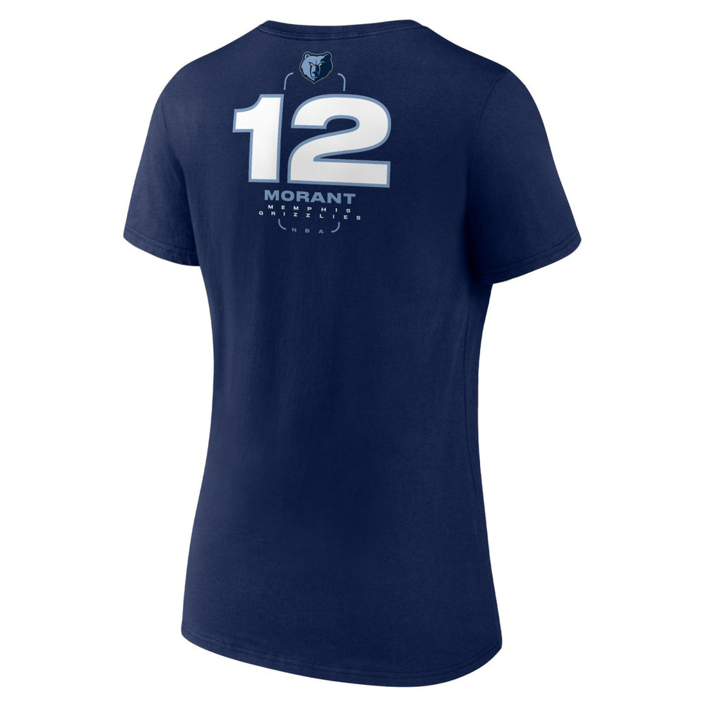 Navy Ja Morant Memphis Grizzlies Women's Behind The Back Name & Number V-Neck T-Shirt | NBA