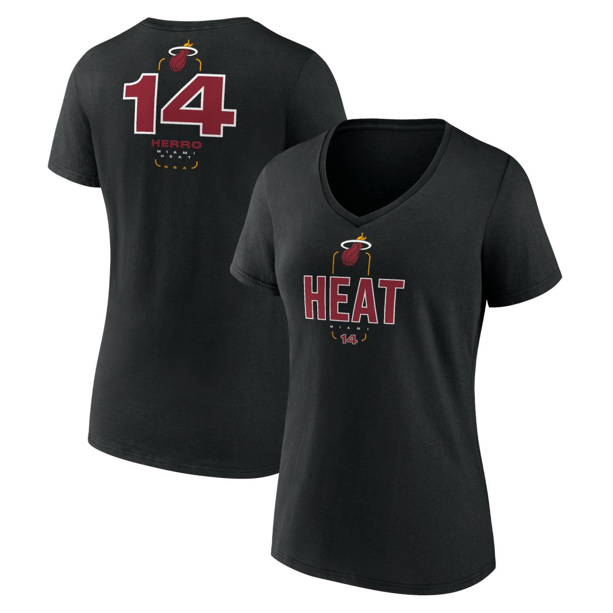 Black Tyler Herro Miami Heat Women's Behind The Back Name & Number V-Neck T-Shirt | NBA