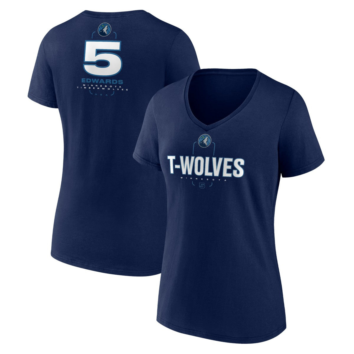 Navy Anthony Edwards Minnesota Timberwolves Women's Behind The Back Name & Number V-Neck T-Shirt | NBA