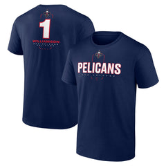 Navy Zion Williamson New Orleans Pelicans Behind The Back Name & Number T-Shirt | NBA