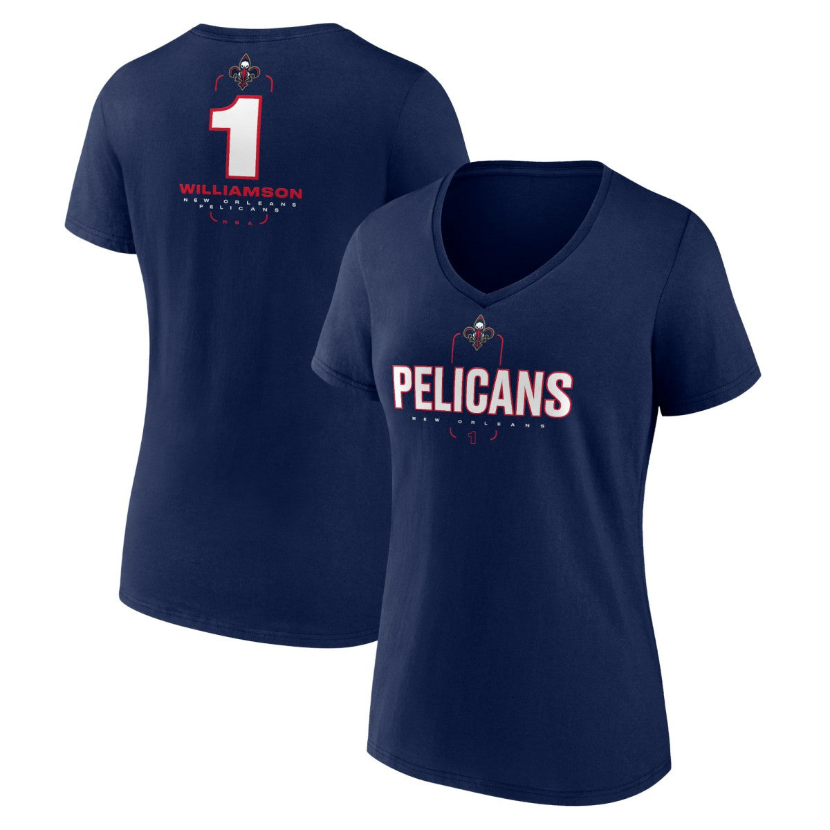 Navy Zion Williamson New Orleans Pelicans Women's Behind The Back Name & Number V-Neck T-Shirt | NBA