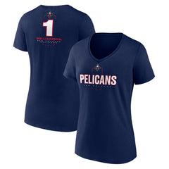 Navy Zion Williamson New Orleans Pelicans Women's Behind The Back Name & Number V-Neck T-Shirt | NBA