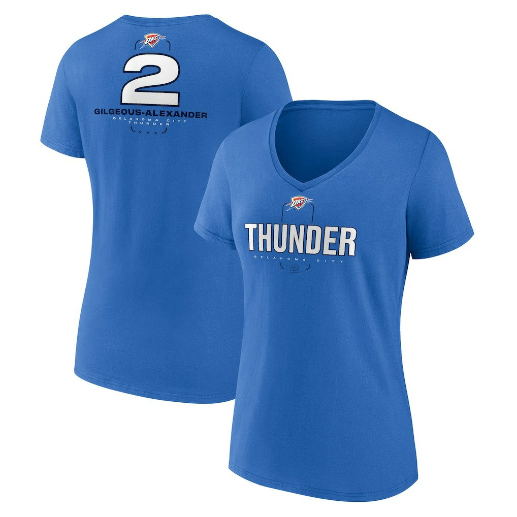 Blue Shai Gilgeous-Alexander Oklahoma City Thunder Women's Behind The Back Name & Number V-Neck T-Shirt | NBA