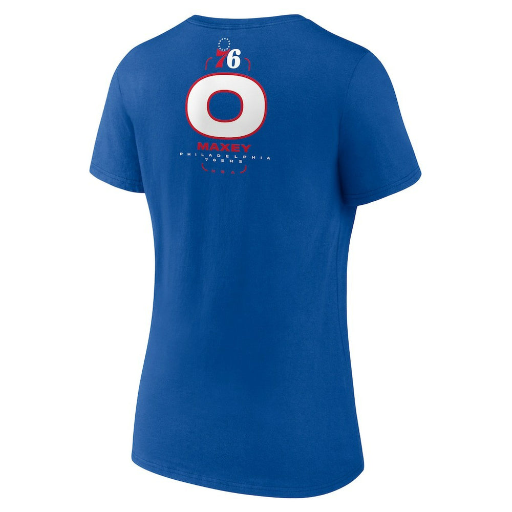 Royal Tyrese Maxey Philadelphia 76ers Women's Behind The Back Name & Number V-Neck T-Shirt | NBA