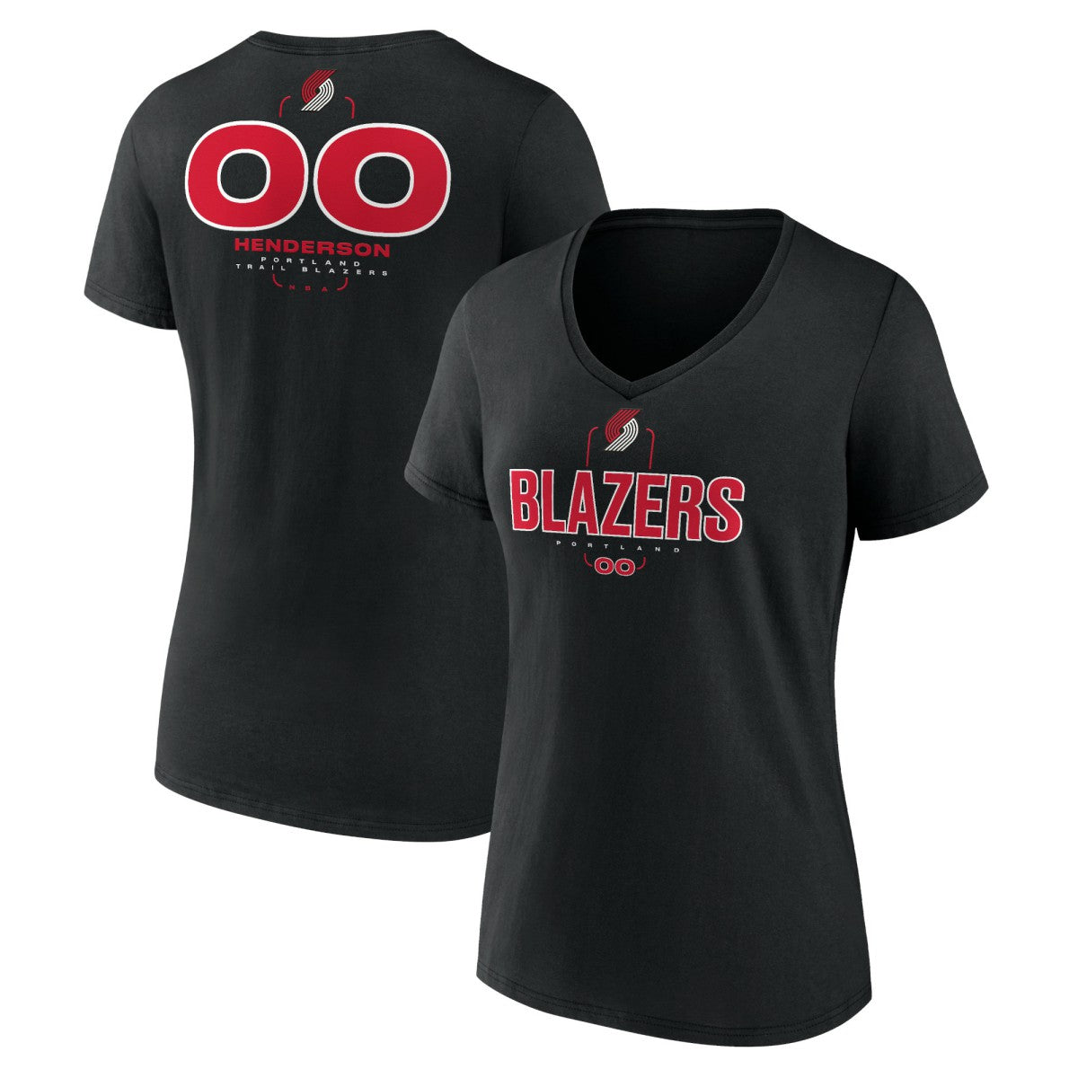 Black Scoot Henderson Portland Trail Blazers Women's Behind The Back Name & Number V-Neck T-Shirt | NBA