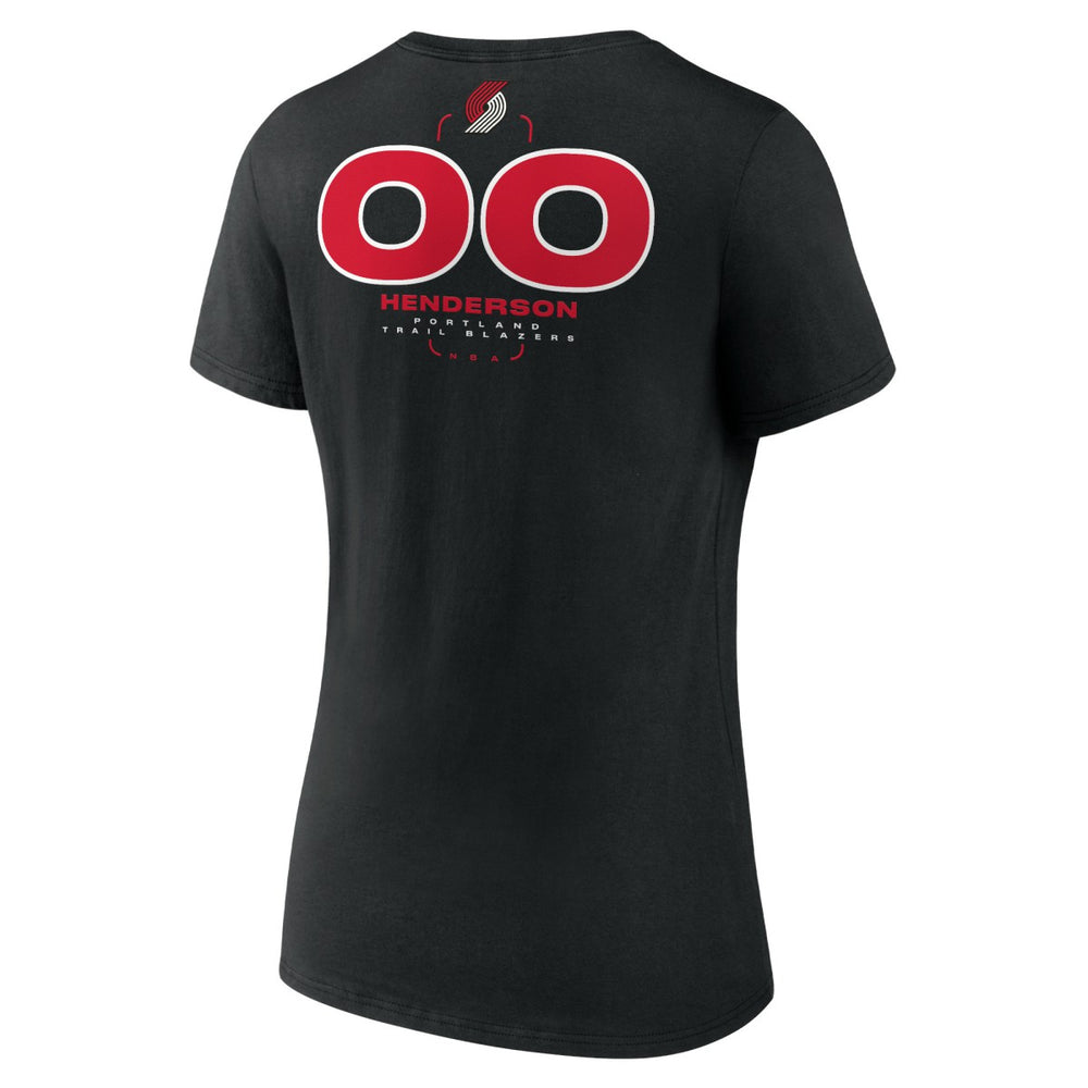 Black Scoot Henderson Portland Trail Blazers Women's Behind The Back Name & Number V-Neck T-Shirt | NBA