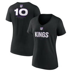 Black Domantas Sabonis Sacramento Kings Women's Behind The Back Name & Number V-Neck T-Shirt | NBA