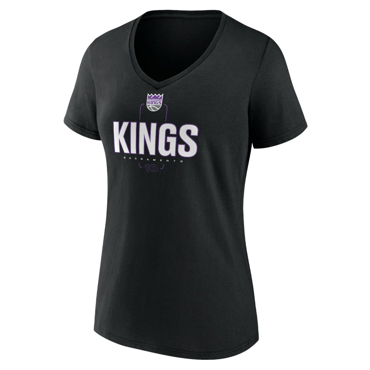 Black Domantas Sabonis Sacramento Kings Women's Behind The Back Name & Number V-Neck T-Shirt | NBA