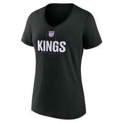 Black Domantas Sabonis Sacramento Kings Women's Behind The Back Name & Number V-Neck T-Shirt | NBA