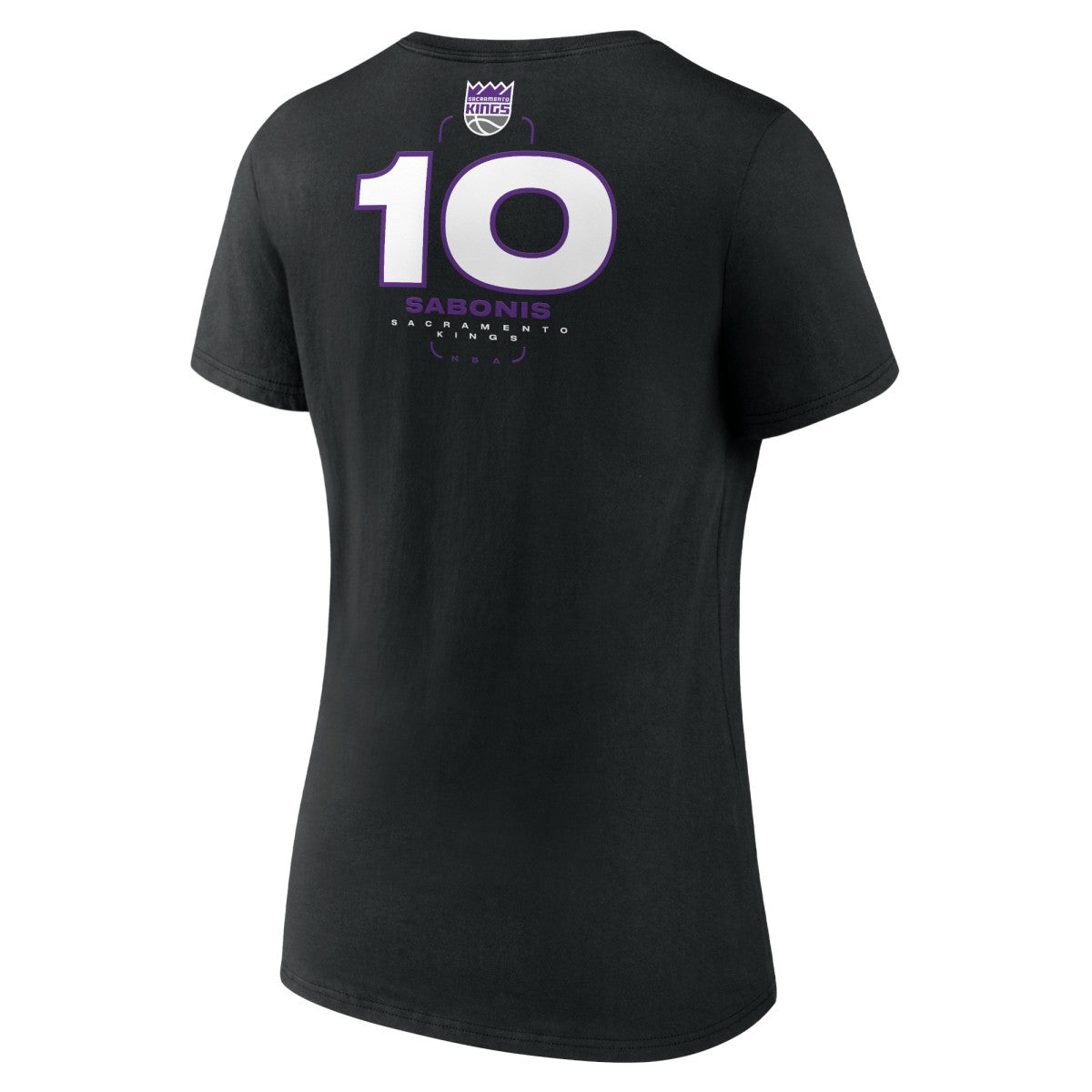Black Domantas Sabonis Sacramento Kings Women's Behind The Back Name & Number V-Neck T-Shirt | NBA
