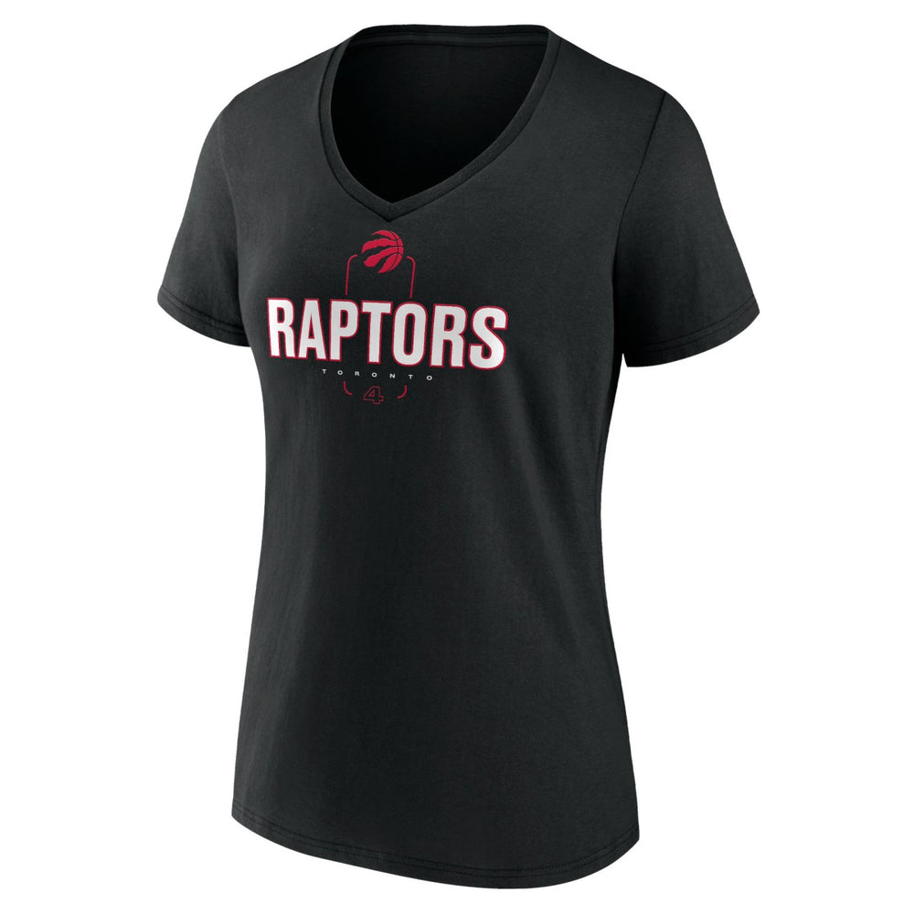 Black Scottie Barnes Toronto Raptors Women's Behind The Back Name & Number V-Neck T-Shirt | NBA