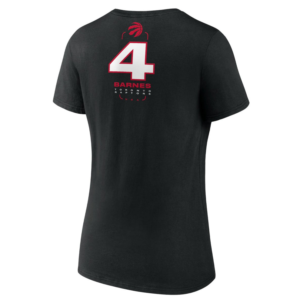 Black Scottie Barnes Toronto Raptors Women's Behind The Back Name & Number V-Neck T-Shirt | NBA