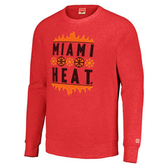 Red Miami Heat Homage Unisex Holiday Raglan Pullover Sweatshirt | NBA