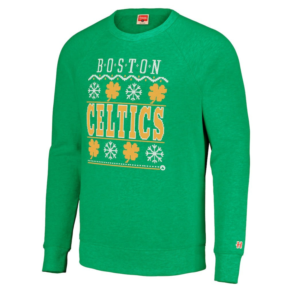 Kelly Green Boston Celtics Homage Unisex Holiday Raglan Pullover Sweatshirt | NBA