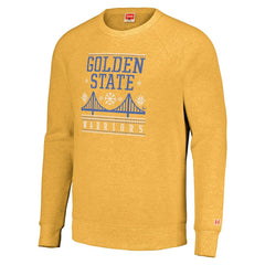 Gold Golden State Warriors Homage Unisex Holiday Tri-Blend Raglan Pullover Sweatshirt sale | NBA