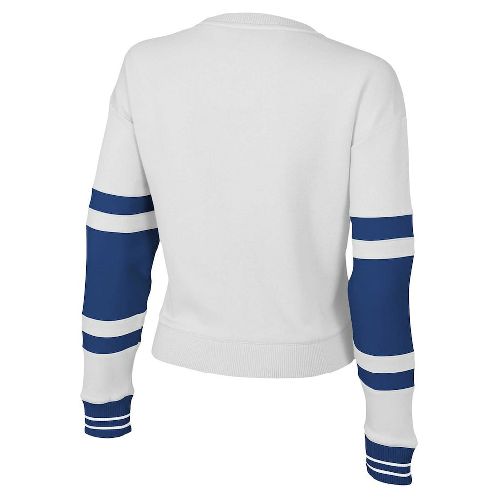 White Philadelphia 76ers Stadium Essentials Women's Scrimmage Cropped Pullover Sweatshirt | NBA