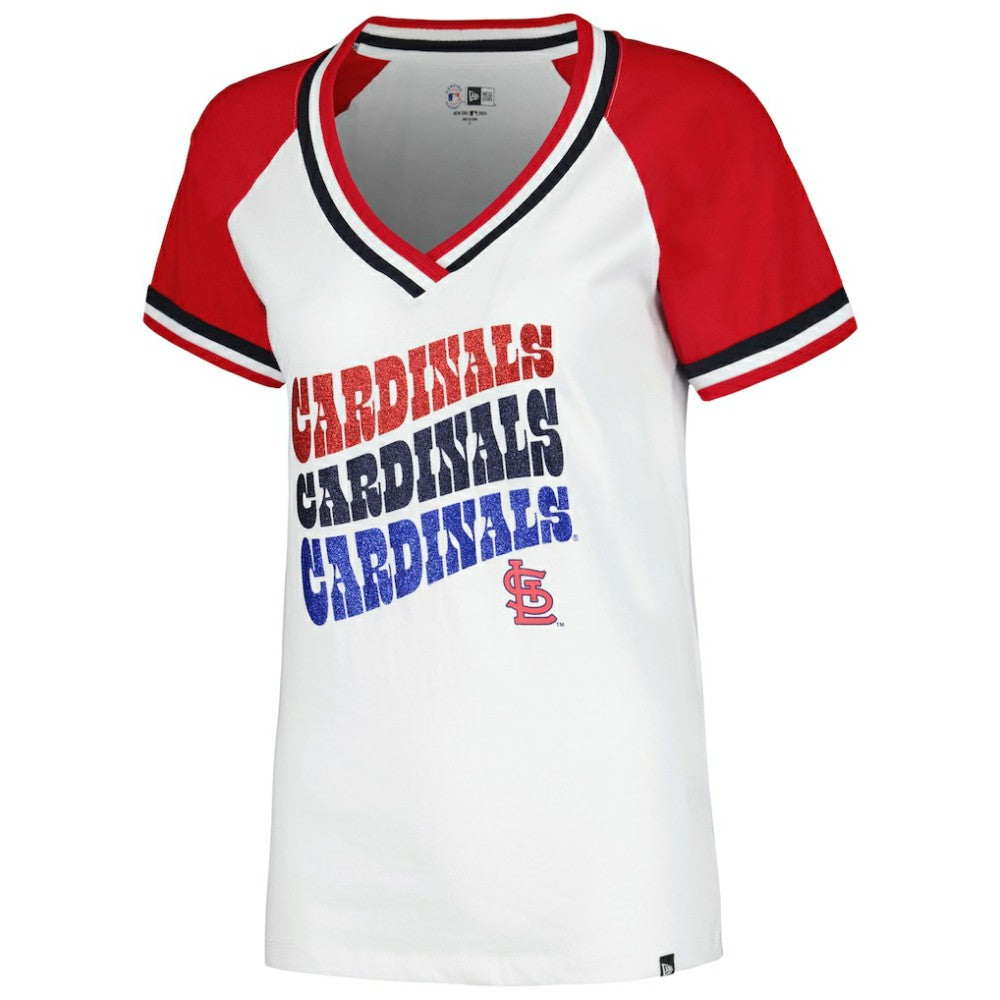 St. Louis Cardinals New Era Women's Jersey Double Binding Raglan V-Neck T-Shirt - MLB Jerseys