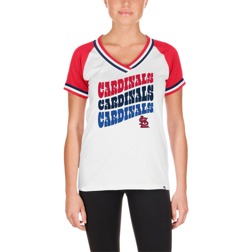 St. Louis Cardinals New Era Women's Jersey Double Binding Raglan V-Neck T-Shirt - MLB Jerseys