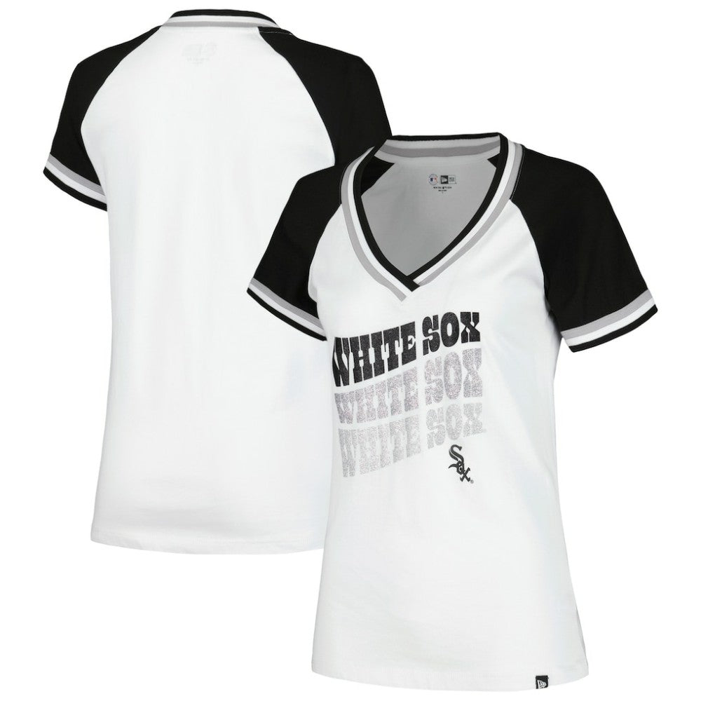 Chicago White Sox New Era Women's Jersey Double Binding Raglan V-Neck T-Shirt - MLB Jerseys