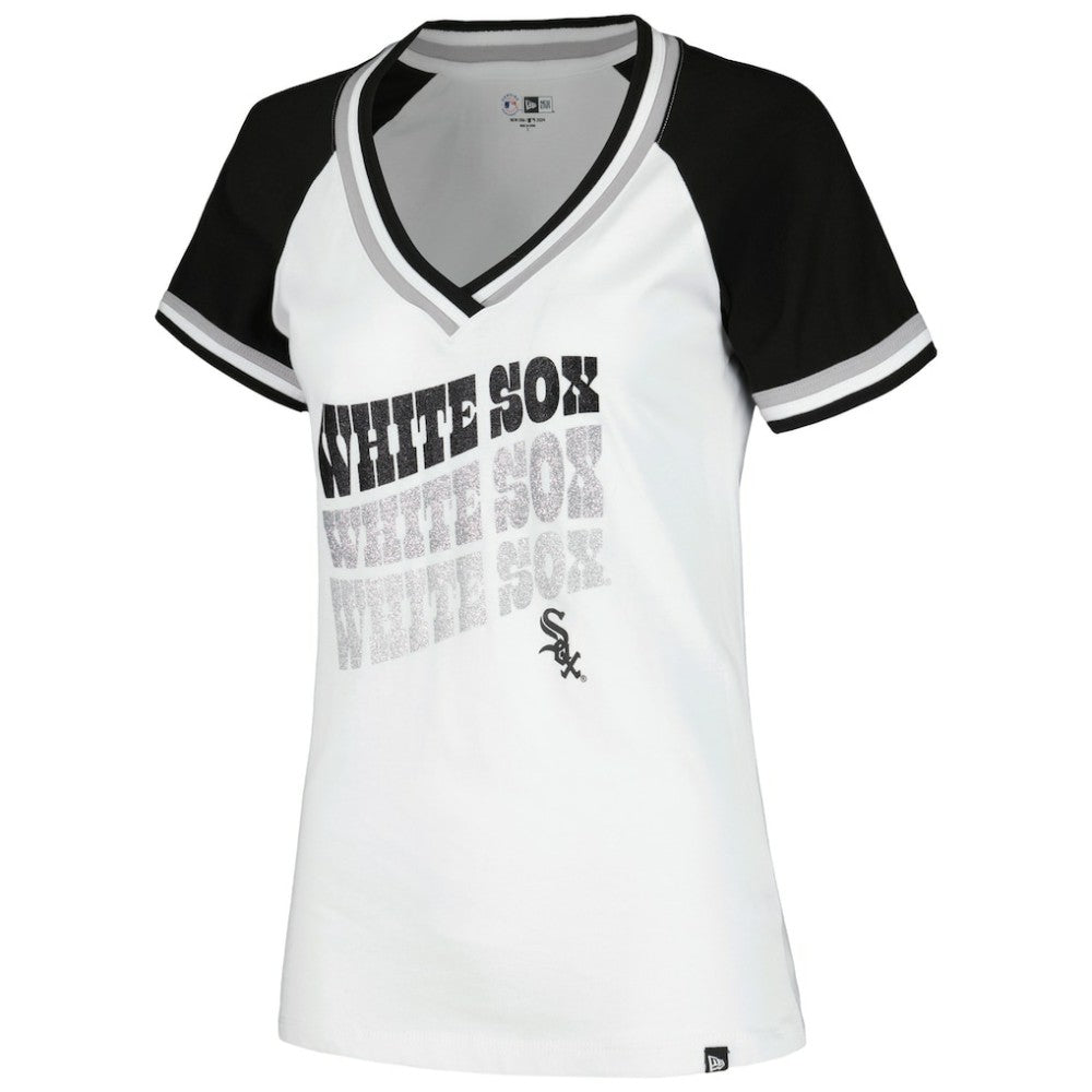 Chicago White Sox New Era Women's Jersey Double Binding Raglan V-Neck T-Shirt - MLB Jerseys