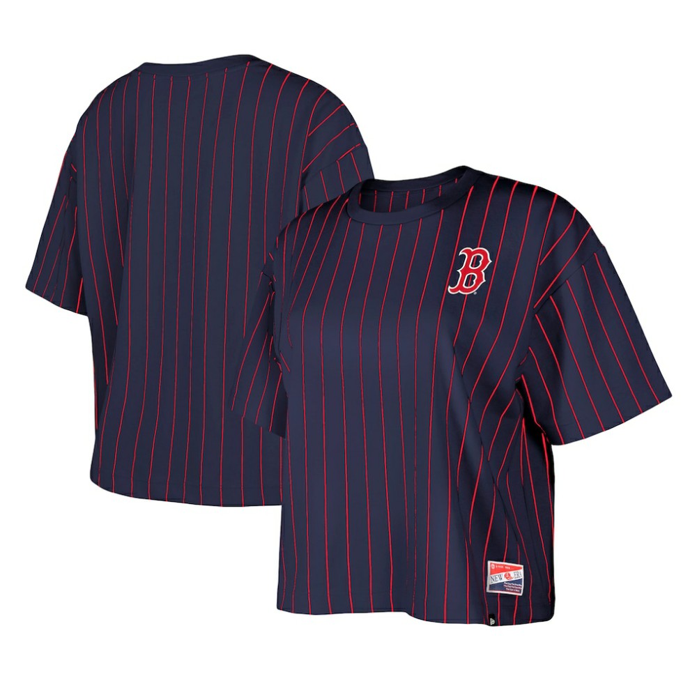 Boston Red Sox New Era Women's Boxy Pinstripe T-Shirt - MLB T-shirts
