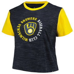 Milwaukee Brewers New Era Women's Plus Size Crossover Back Cropped T-Shirt - MLB T-shirts
