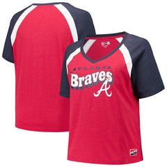 Atlanta Braves New Era Women's Plus Size Raglan V-Neck T-Shirt - MLB T-shirts