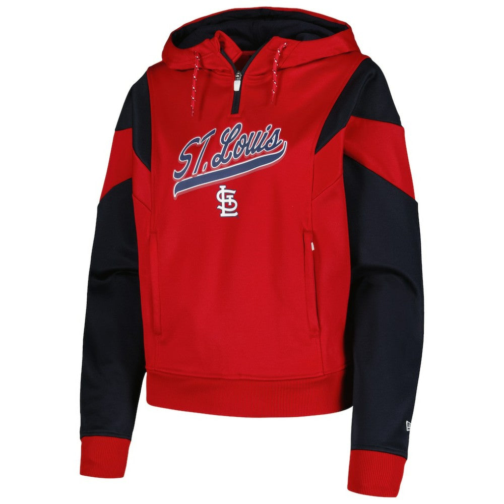 St. Louis Cardinals New Era Women's Color Block Fleece Quarter-Zip Hoodie - MLB Hoodies