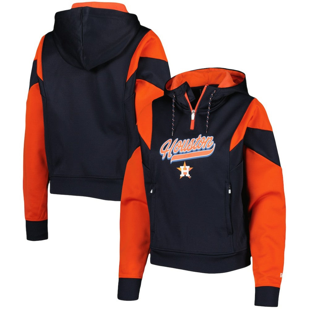 Houston Astros New Era Women's Color Block Fleece Quarter-Zip Hoodie - MLB Hoodies