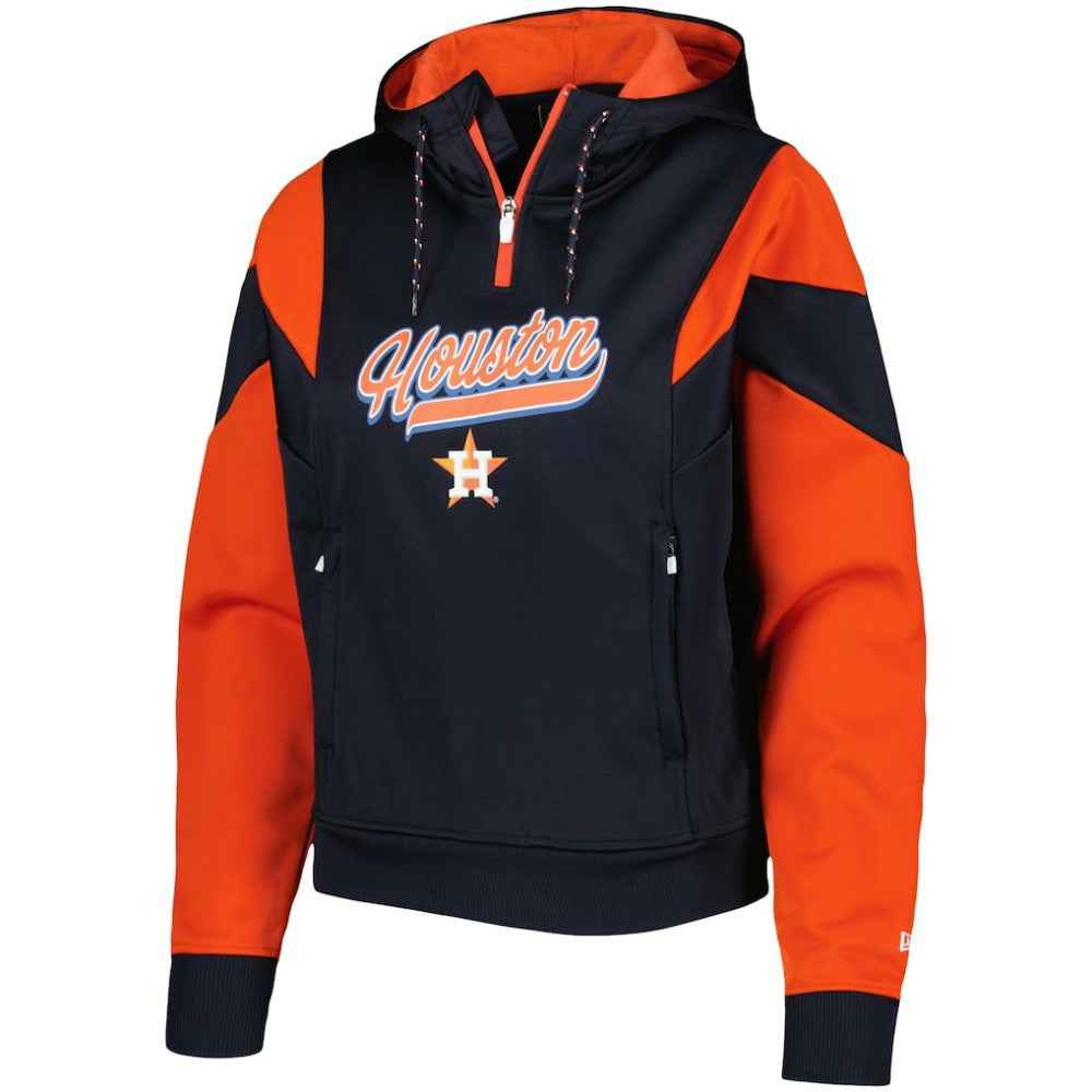Houston Astros New Era Women's Color Block Fleece Quarter-Zip Hoodie - MLB Hoodies