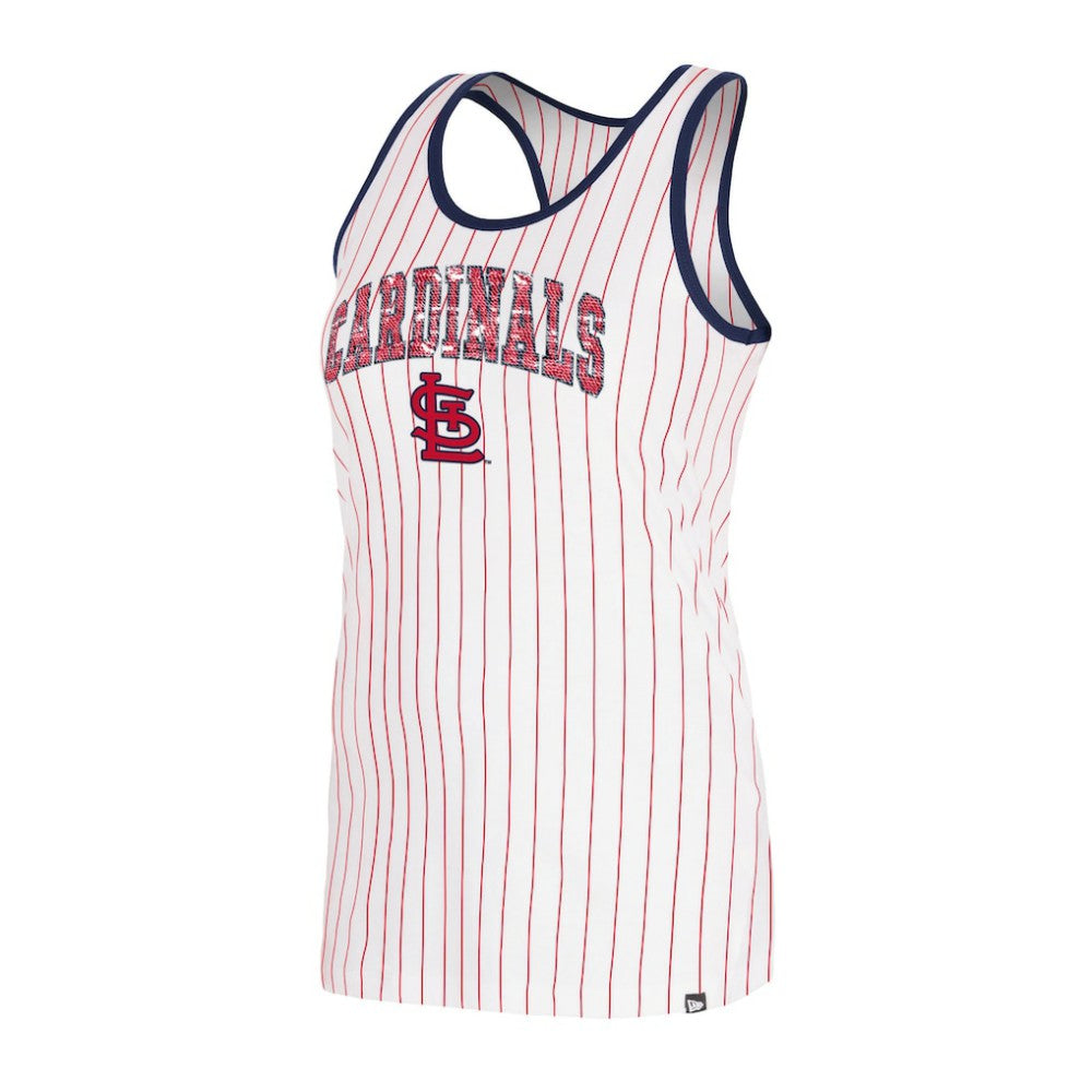 St. Louis Cardinals New Era Women's Sequin Pinstripe Racerback Tank Top - MLB Tanks