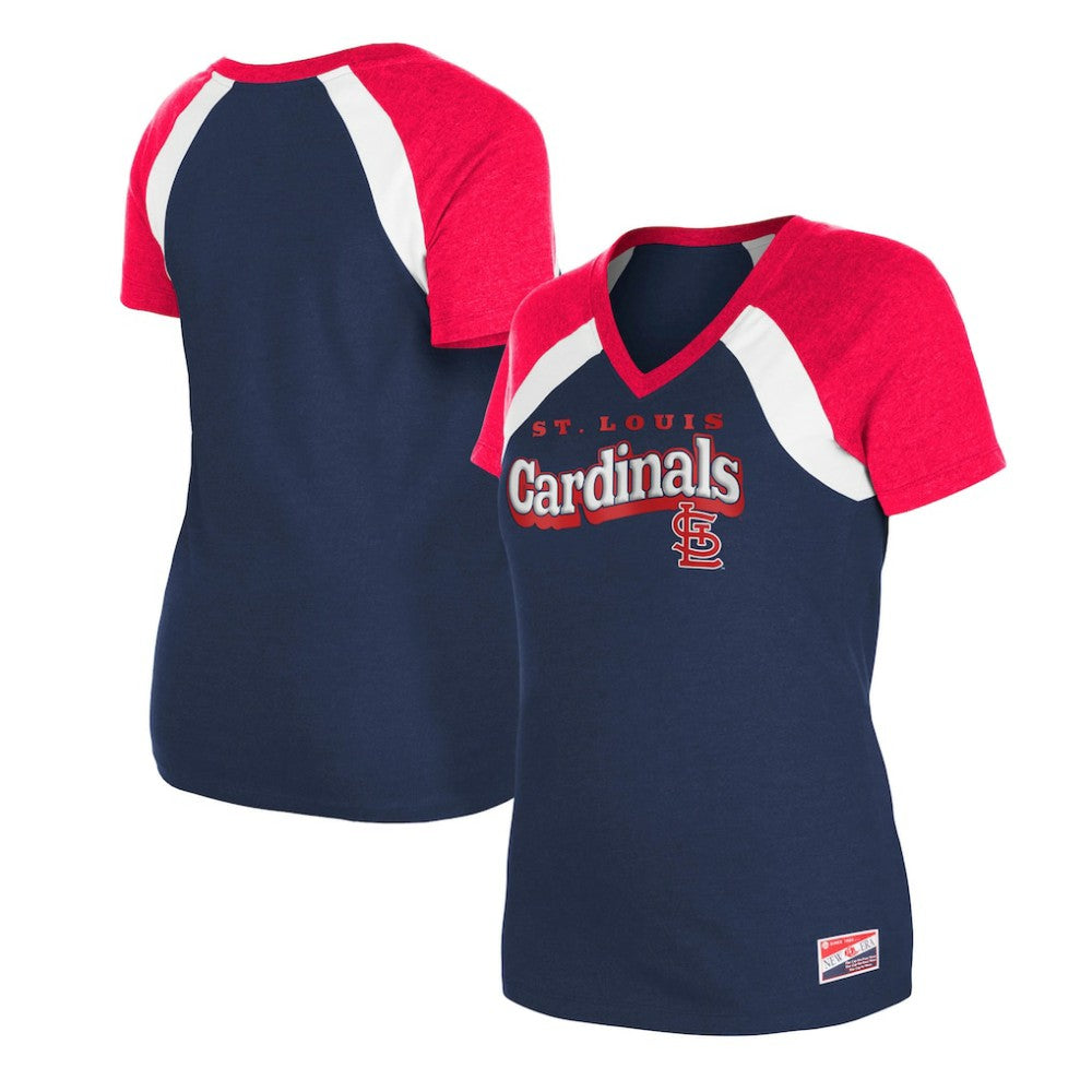 St. Louis Cardinals New Era Women's Heathered Raglan V-Neck T-Shirt - MLB T-shirts