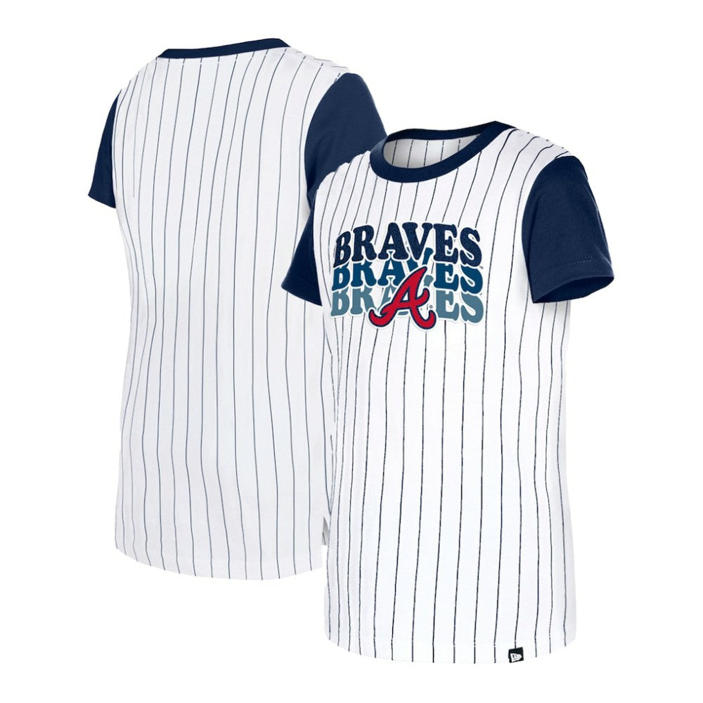Atlanta Braves New Era Girls Youth Pinstripe T-Shirt - MLB T-shirts