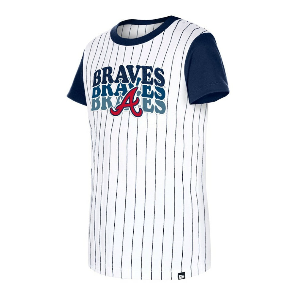 Atlanta Braves New Era Girls Youth Pinstripe T-Shirt - MLB T-shirts