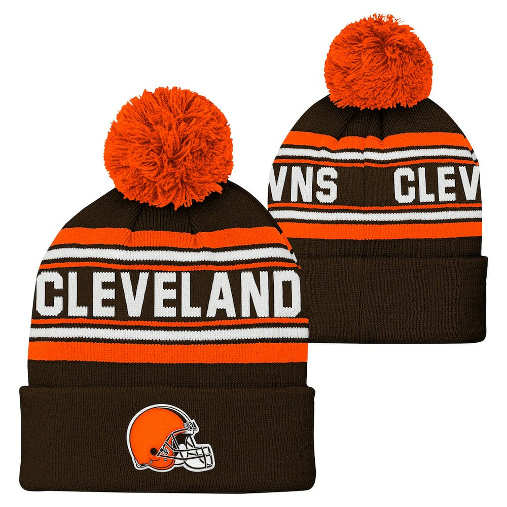 Cleveland Browns Youth Jacquard Cuffed Knit Hat with Pom | NFL Near me