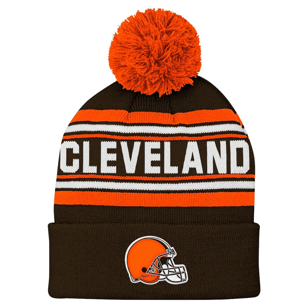 Cleveland Browns Youth Jacquard Cuffed Knit Hat with Pom | NFL Near me