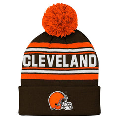 Cleveland Browns Youth Jacquard Cuffed Knit Hat with Pom | NFL Near me