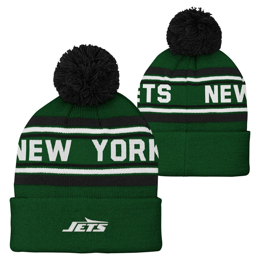 New York Jets Youth Jacquard Cuffed Knit Hat with Pom | NFL On sale