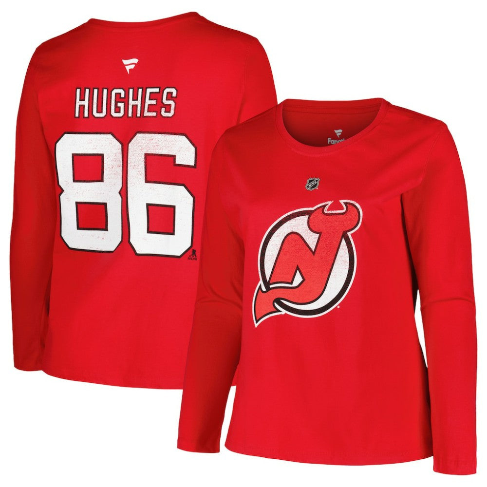 New Jersey Devils Profile Women's Plus Size Distressed Printed Name & Number Long Sleeve T-Shirt -  NHL T-shirts