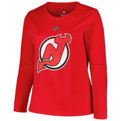 New Jersey Devils Profile Women's Plus Size Distressed Printed Name & Number Long Sleeve T-Shirt -  NHL T-shirts